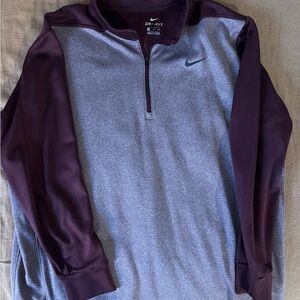 Nike Maroon and Gray Dri-Fit Pullover